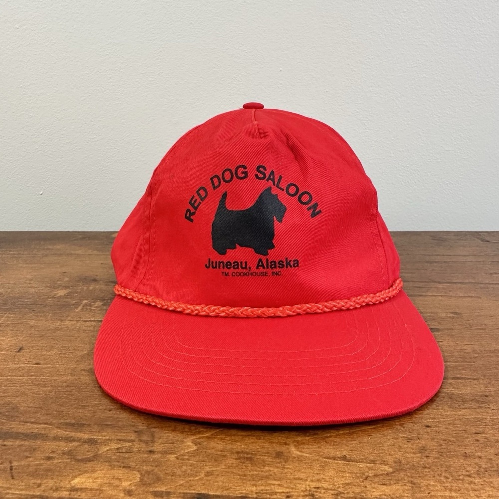 VINTAGE Alaska Hat Snapback Rope Trucker Cap Red Dog Saloon Bar Juneau 80's 90's